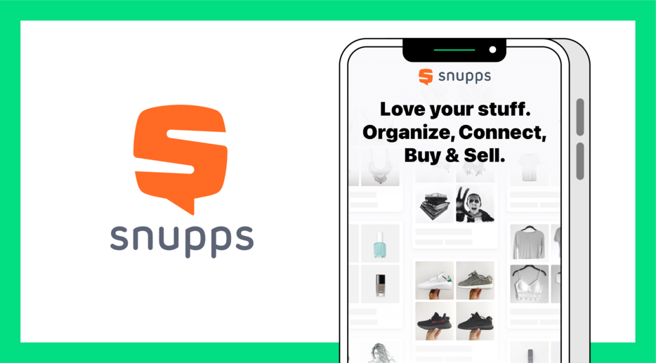 Image of a phone with the Snupps app on the screen surrounded by a green border
