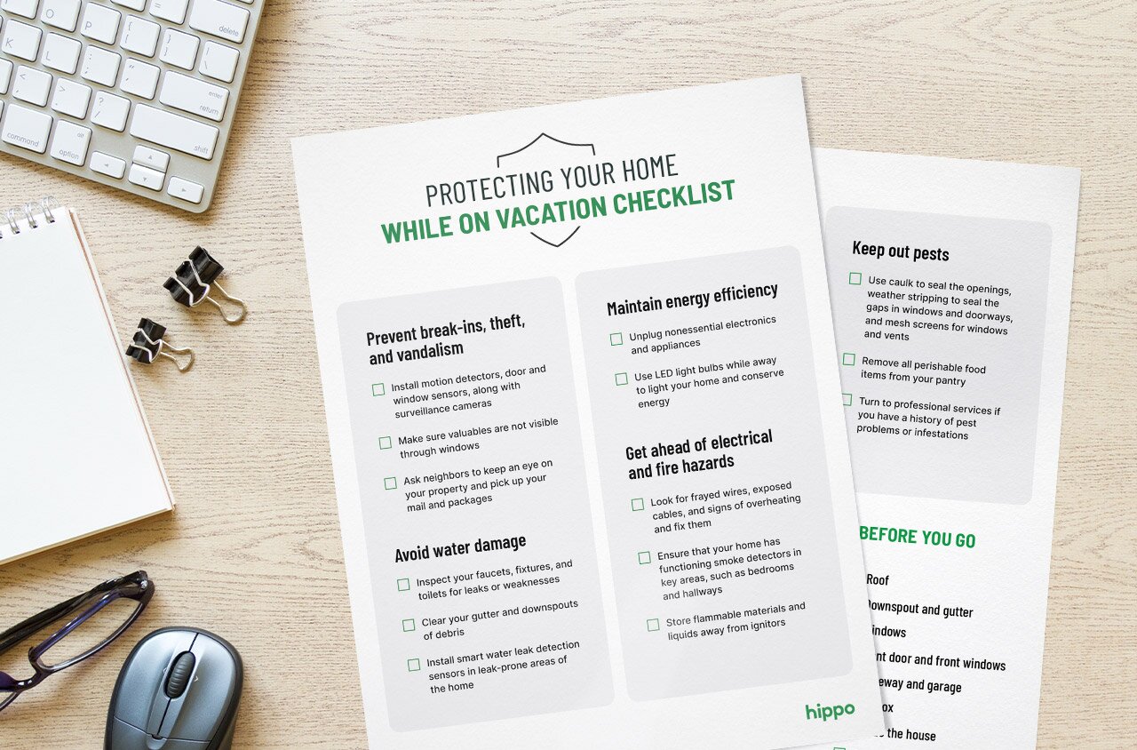 mockup of a checklist of tasks to do in your home before leaving for vacation
