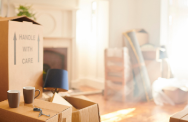 moving boxes inside of a home
